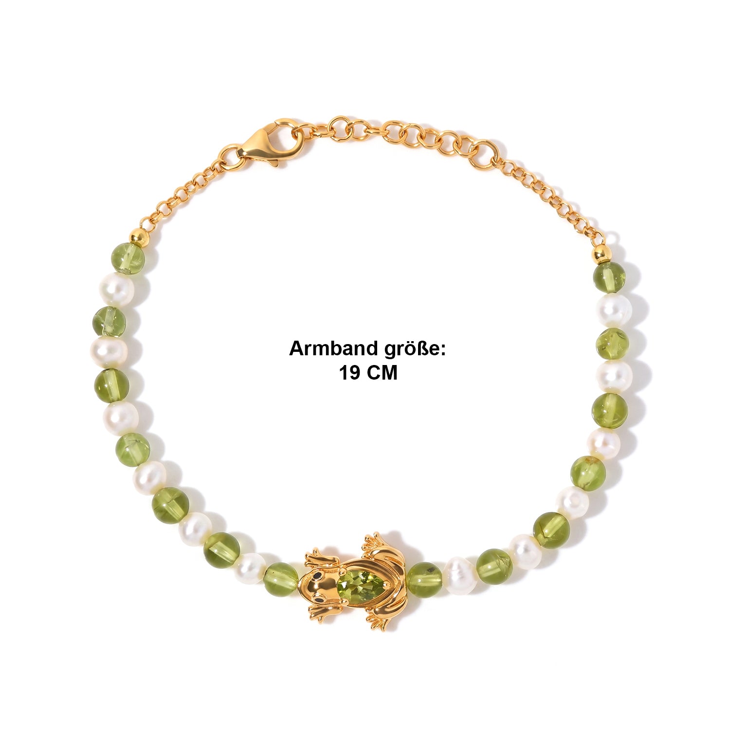 GP Trionfo Kollektion  - Peridot, Süßwasser Perle (5mm) Armband ca. 19 + 2 cm Extender 925 Silber 750 Gelbgold vermeil 26.17 ct