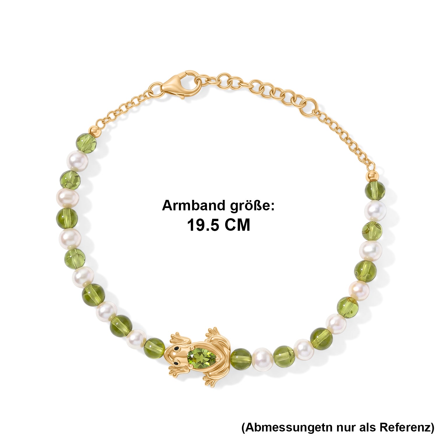 GP - Peridot, Süßwasser Perle (5mm) Armband ca. 19 cm 925 Silber 750 Gelbgold vermeil
