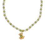GP - Süßwasser Perle (5 mm), Peridot Halskette ca. 45 cm 925 Silber 750 Gelbgold vermeil