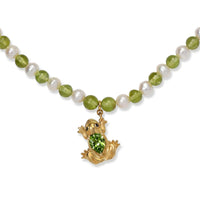 GP - Süßwasser Perle (5 mm), Peridot Halskette ca. 45 cm 925 Silber 750 Gelbgold vermeil