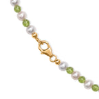 GP - Süßwasser Perle (5 mm), Peridot Halskette ca. 45 cm 925 Silber 750 Gelbgold vermeil