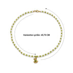 GP - Süßwasser Perle (5 mm), Peridot Halskette ca. 45 cm 925 Silber 750 Gelbgold vermeil