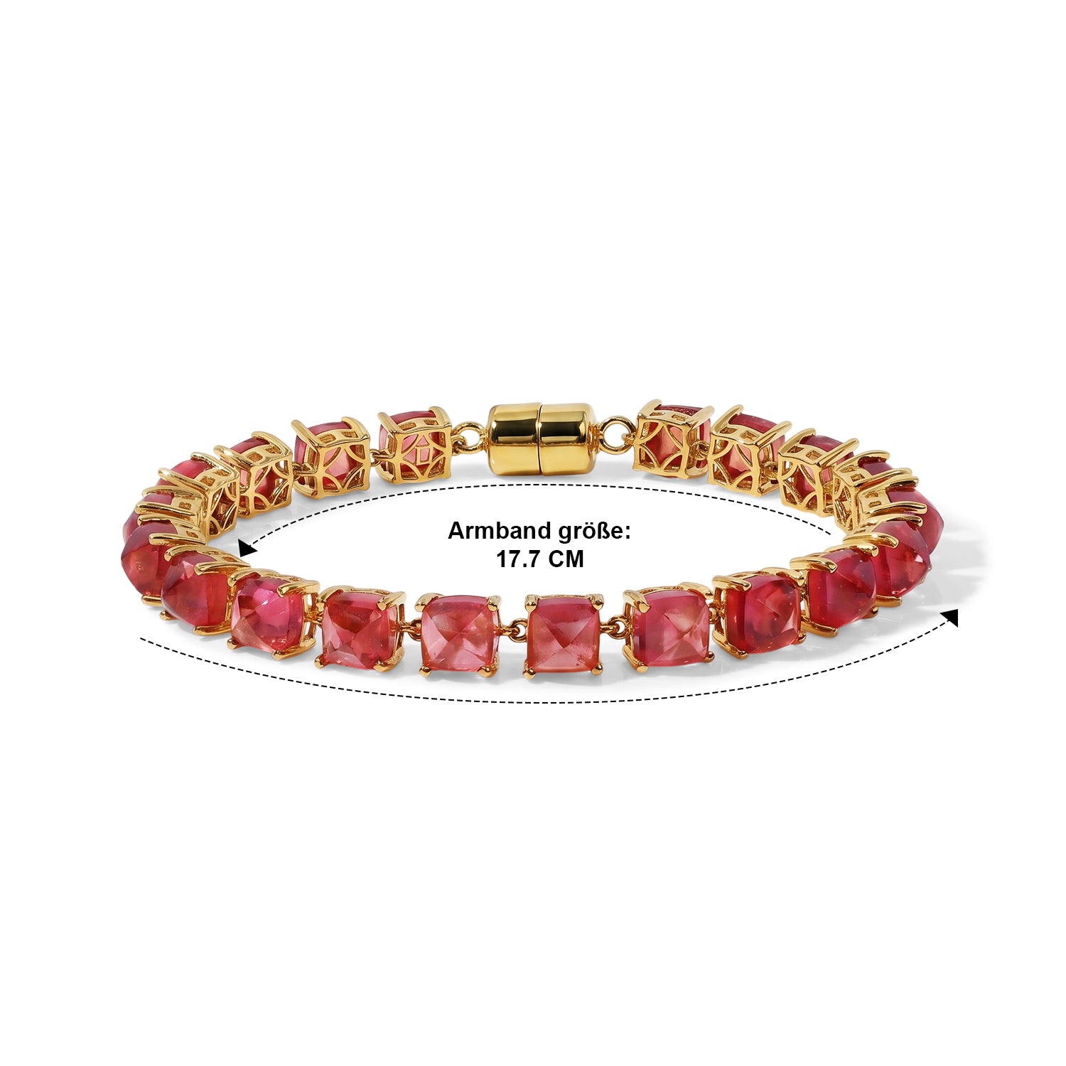 D'Joy Lab Grown Padparadscha-Saphir Armband ca. 18 cm 925 Silber 750 Gelbgold vermeil ca. 39,98 ct.