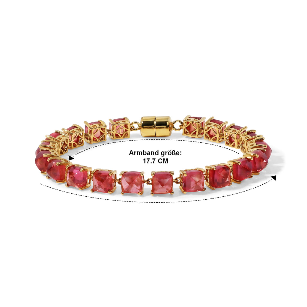 D'Joy Lab Grown Padparadscha-Saphir Armband ca. 18 cm 925 Silber 750 Gelbgold vermeil ca. 39,98 ct.