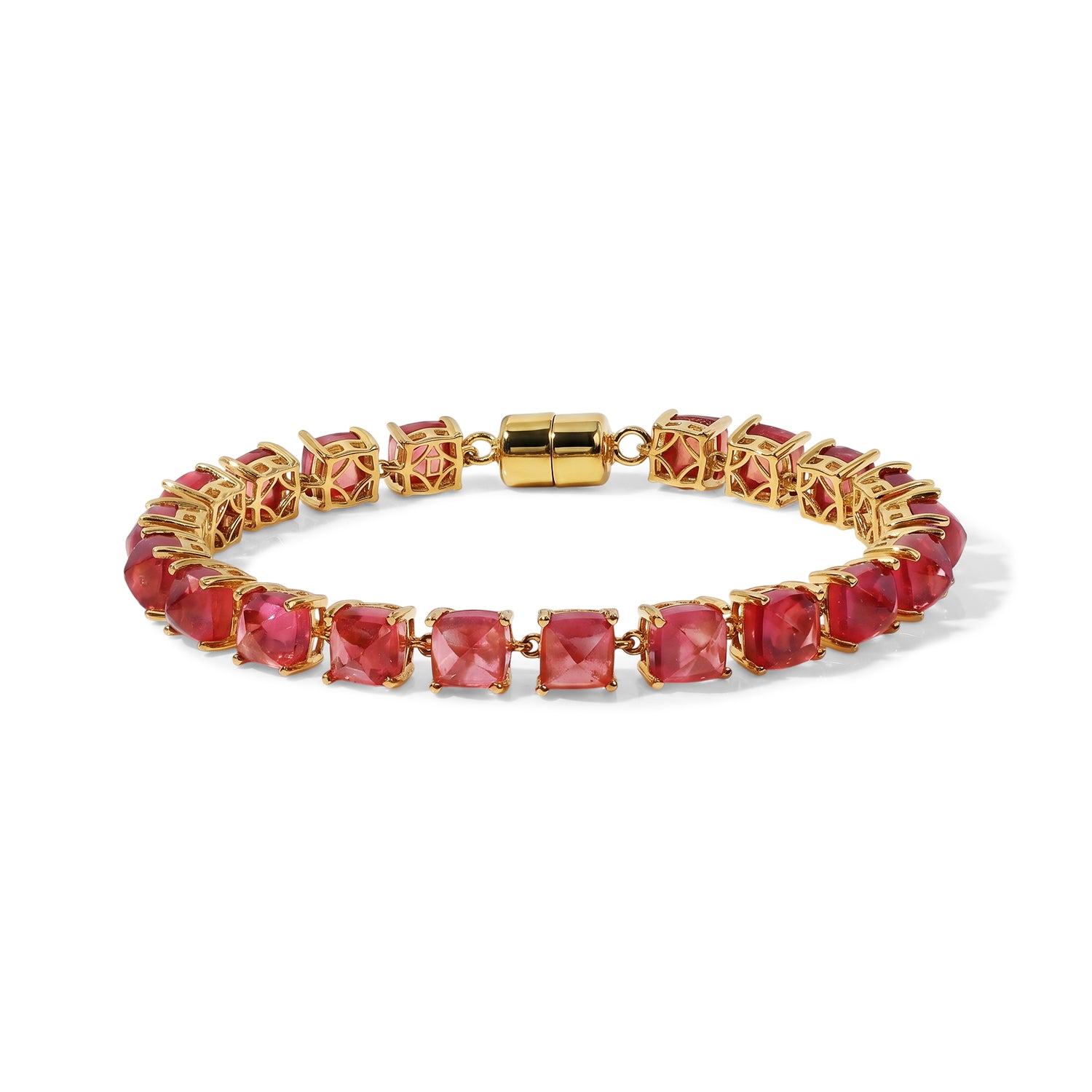 D'Joy Lab Grown Padparadscha-Saphir Armband ca. 18 cm 925 Silber 750 Gelbgold vermeil ca. 39,98 ct.