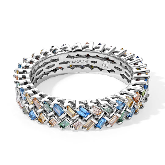 LUXURIANT DIAMOND - Lab Grown Grüner Diamant SGL zertifiziert SI-GH, Lab Grown Blauer Diamant Ring 925 Silber Rhodiniert (Größe 18.00) ca. 1.02 ct