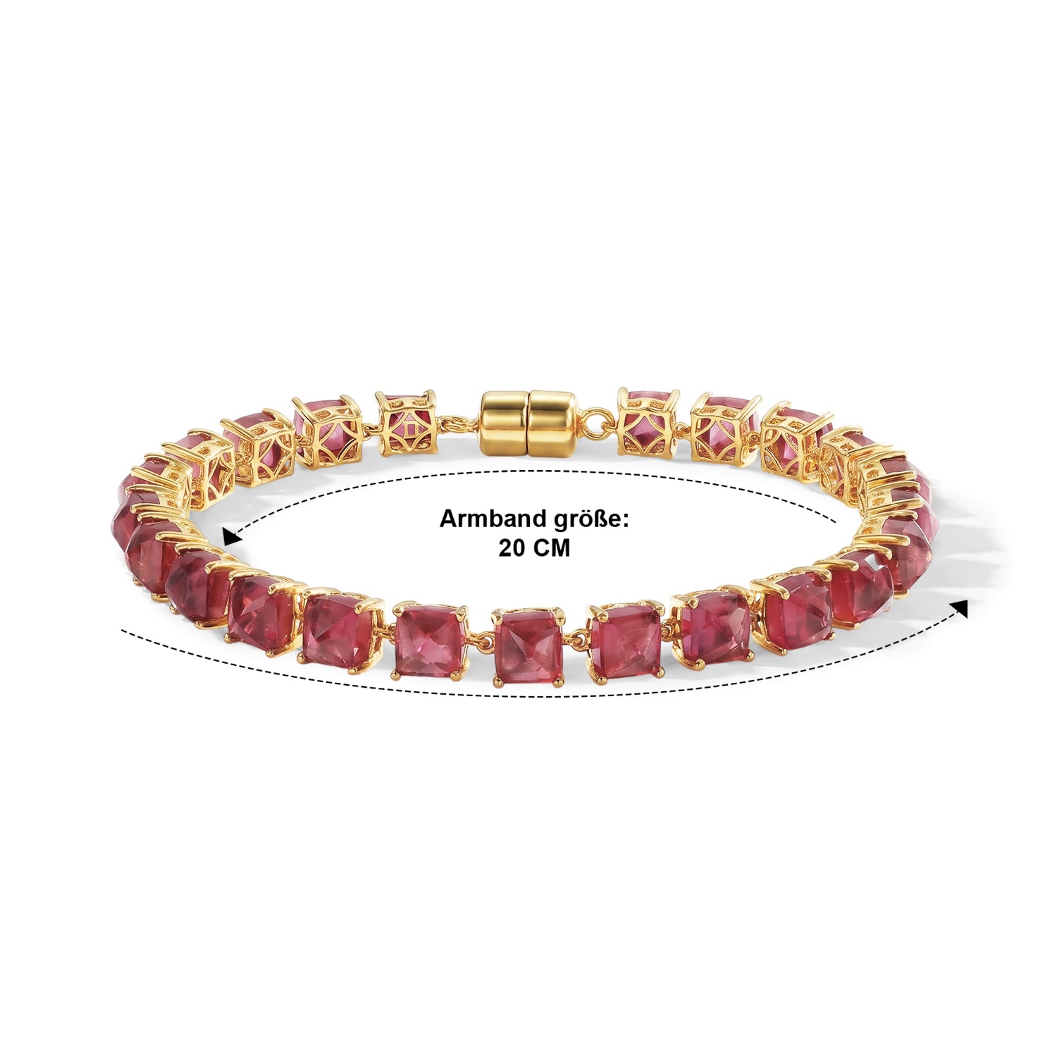 D'Joy Lab Grown Padparadscha-Saphir Armband ca. 20 cm 925 Silber 750 Gelbgold vermeil ca. 45,98 ct.