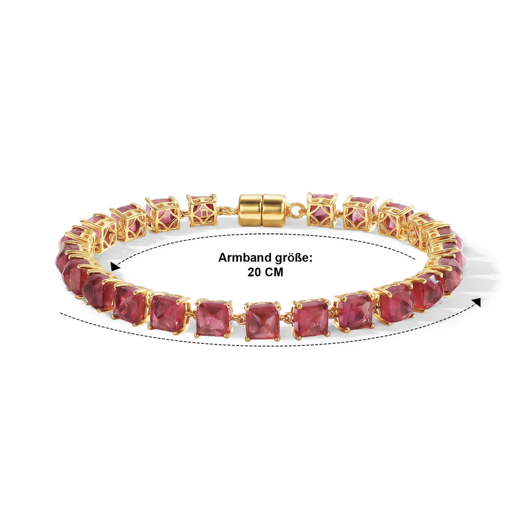 D'Joy Lab Grown Padparadscha-Saphir Armband ca. 20 cm 925 Silber 750 Gelbgold vermeil ca. 45,98 ct.