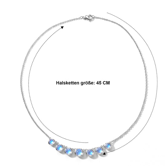 EVER TRUE Regenbogen Mondstein Halskette ca. 45 cm 950 Kupfer ca. 10.62 ct