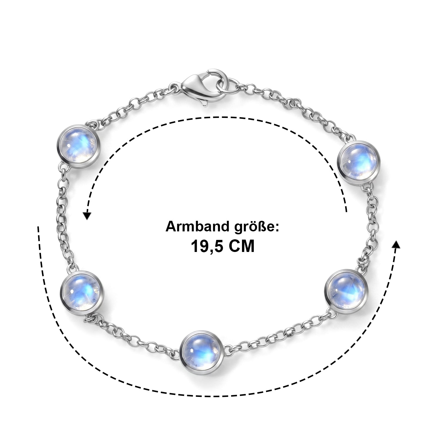 EVER TRUE Regenbogen Mondstein Armband ca. 19 cm 950 Kupfer ca. 9.75 ct