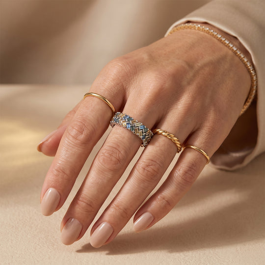 LUXURIANT DIAMOND - Lab Grown Grüner Diamant SGL zertifiziert SI-GH, Lab Grown Blauer Diamant Ring 925 Silber Rhodiniert (Größe 18.00) ca. 1,02 ct
