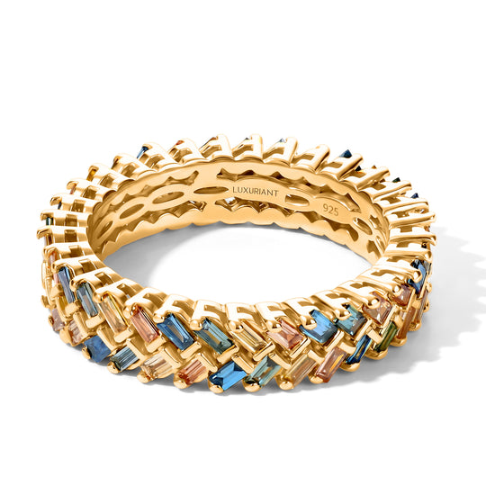 LUXURIANT DIAMOND - Lab Grown Champagner Diamant  SGL zertifiziert  SI-GH, Lab Grown Grüner Diamant Ring 925 Silber 750 Gelbgold vermeil (Größe 19.00) ca. 1,00 ct