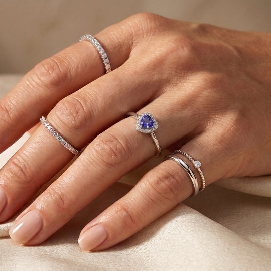 D'Joy AA Tansanit, Moissanit Ring 925 Silber Rhodiniert (Größe 17.00)   (10-16 Werktage Lieferzeit) ca. 1,45 ct