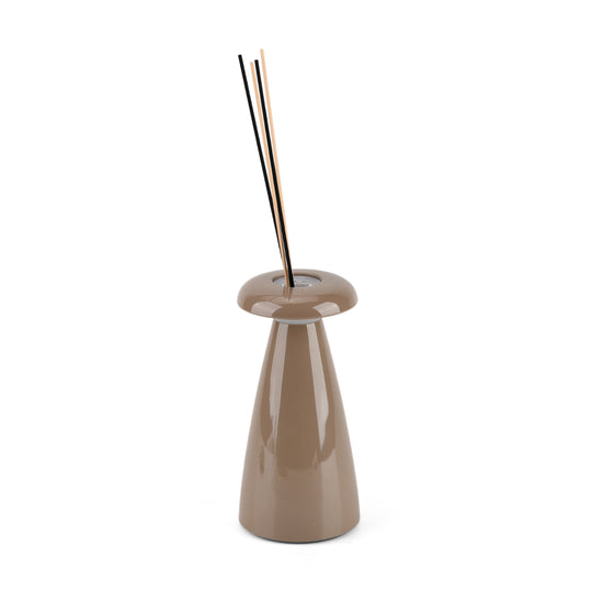 2-in-1-Ambiente-Tischleuchte mit Raumduft-Diffusor, Akku und Touchdimmer, inklusive 3 Duftölen und Duftstäbchen, 10 x 10 x 21 cm, Braun