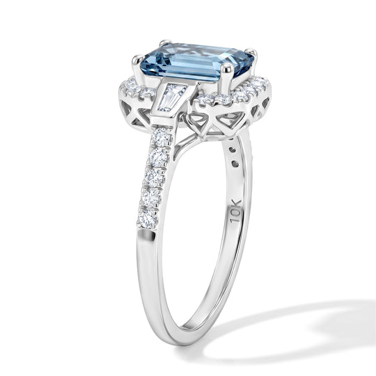 LUXORO AAA Santamaria Aquamarin, Weißer Diamant Ring 417 Gold (Größe 18.00)   (10-16 Werktage Lieferzeit) ca. 1,83 ct