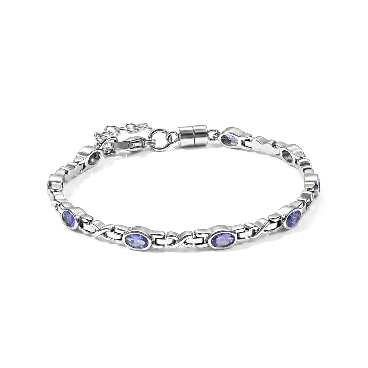 EverTrue Tansanit 18+2cm Armband, Edelstahl - 2,21 ct.