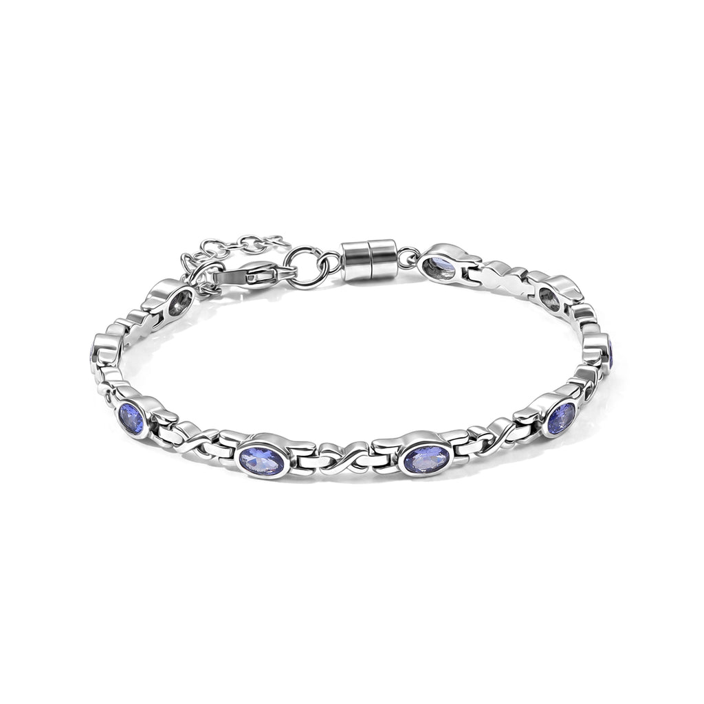 EVER TRUE Tansanit Armband ca. 18 cm+ 2 cm Extender  316L Edelstahl ca. 2,21 ct.