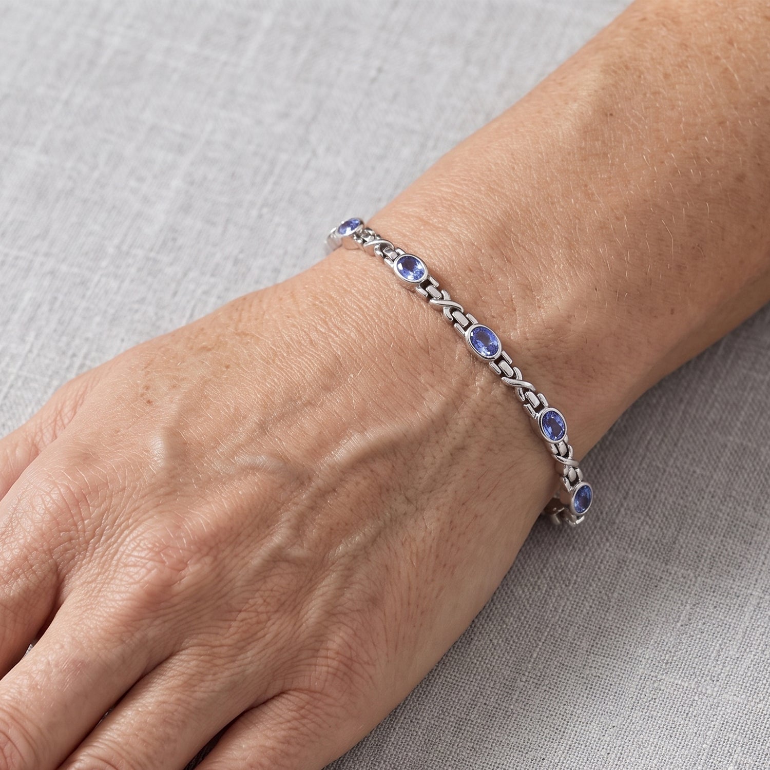 EVER TRUE Tansanit Armband ca. 18 cm+ 2 cm Extender  316L Edelstahl ca. 2,21 ct.