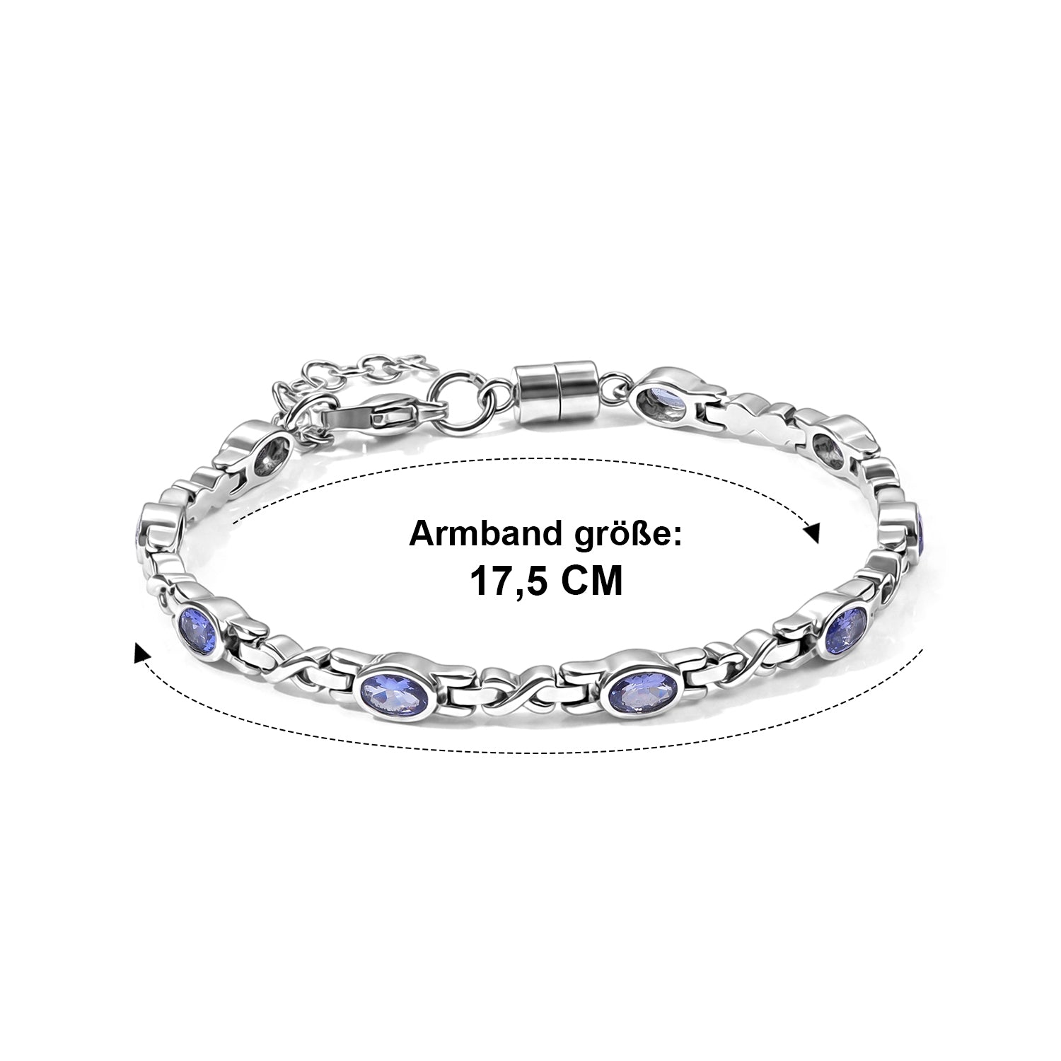 EVER TRUE Tansanit Armband ca. 18 cm+ 2 cm Extender  316L Edelstahl ca. 2,21 ct.