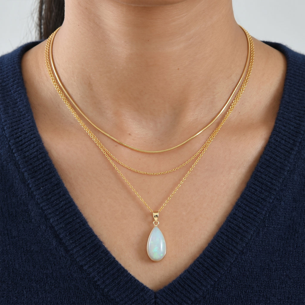 AAA Natürlicher, äthiopischer Welo Opal Anhänger 375 Gold ca. 5,84 ct.