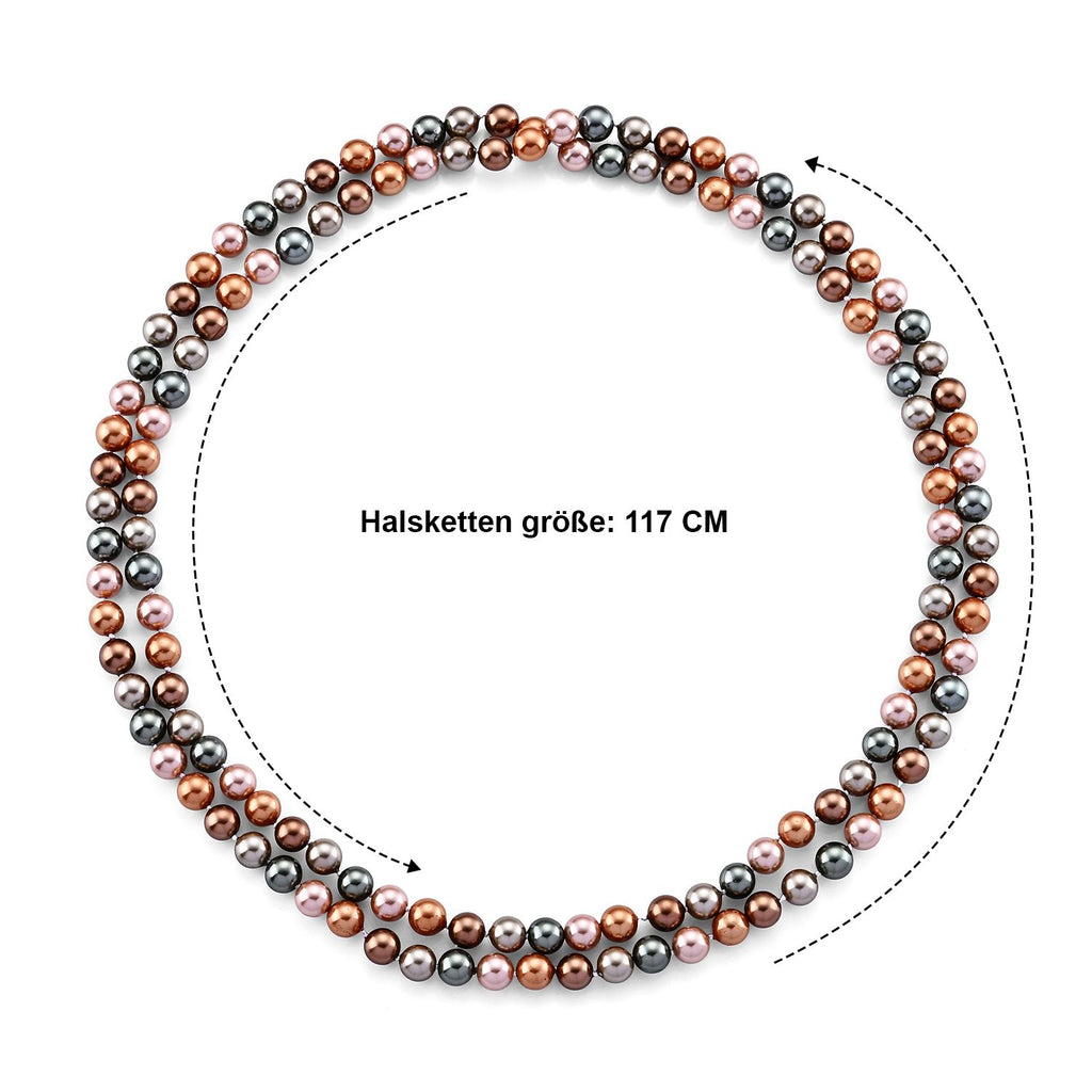 Mehrfarbige Muschelperlen Halskette 117 cm
