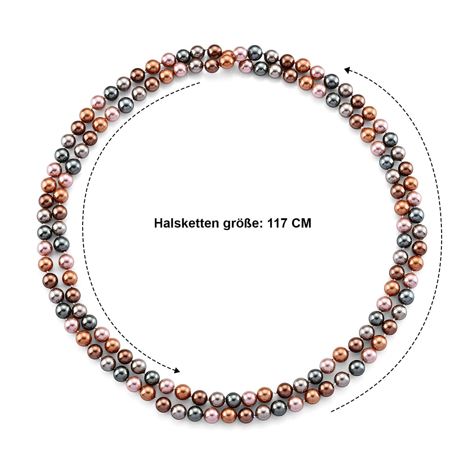 Mehrfarbige Muschelperlen Halskette 117 cm