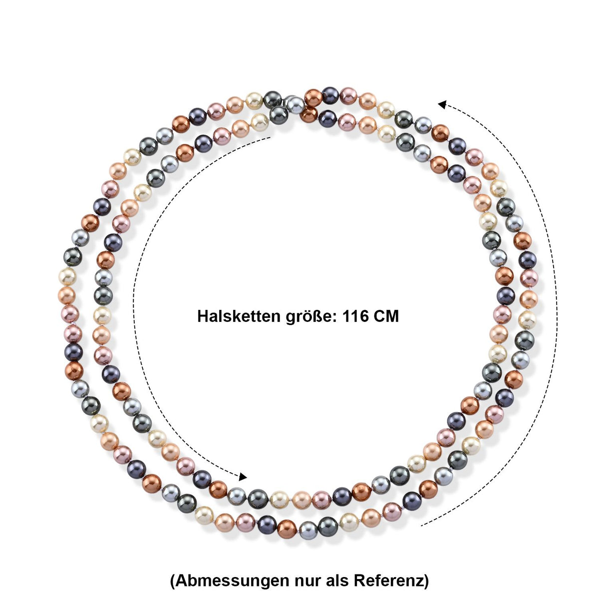 Multi Muschelkernperlen Halskette, 117cm