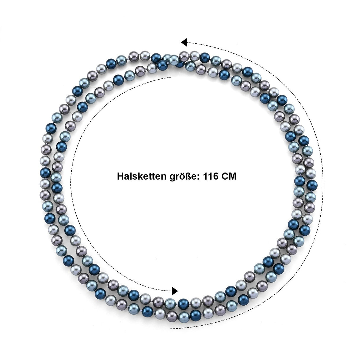 Multi-blaue Muschelkernperlen 117cm Halskette