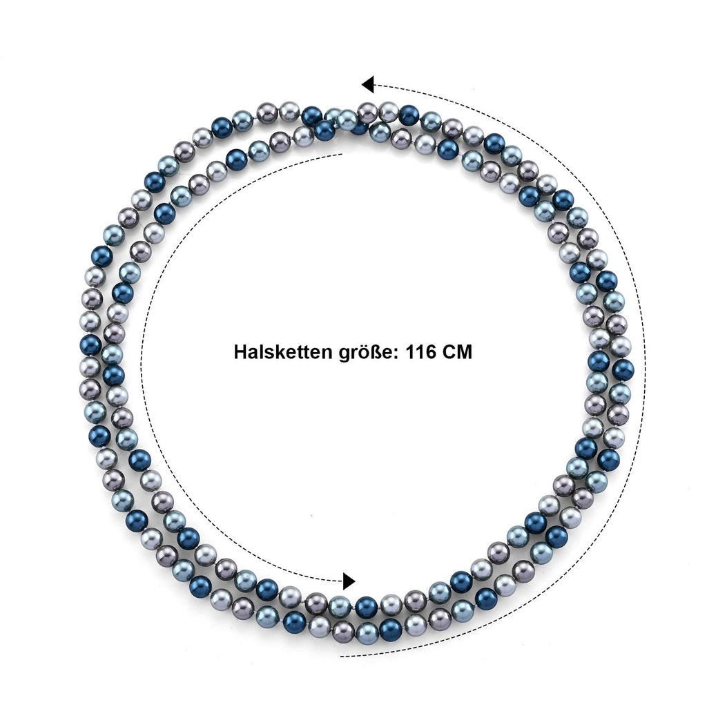 Mehrfarbige Muschelperlen Halskette 117 cm