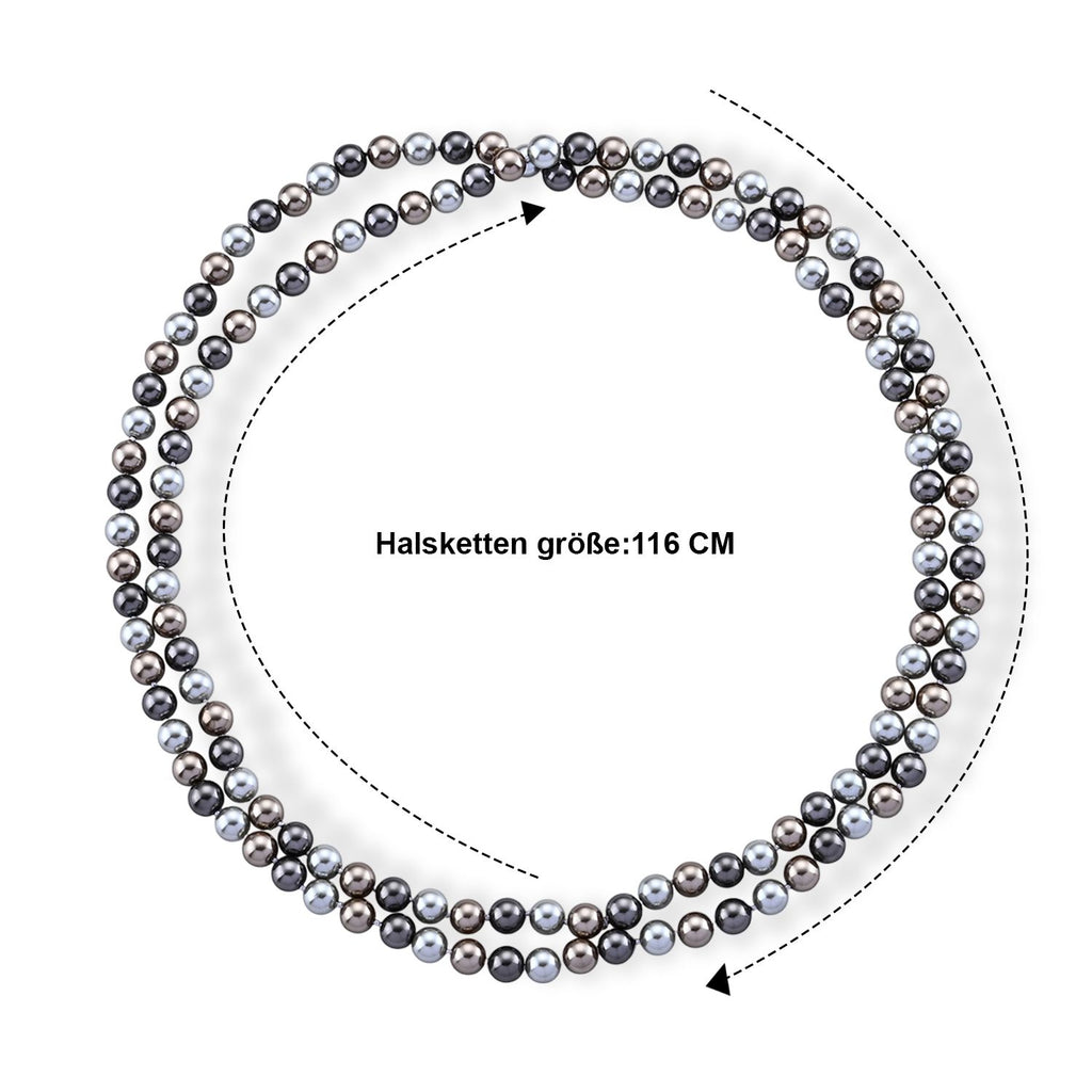 Mehrfarbige Muschelperlen Halskette 117 cm