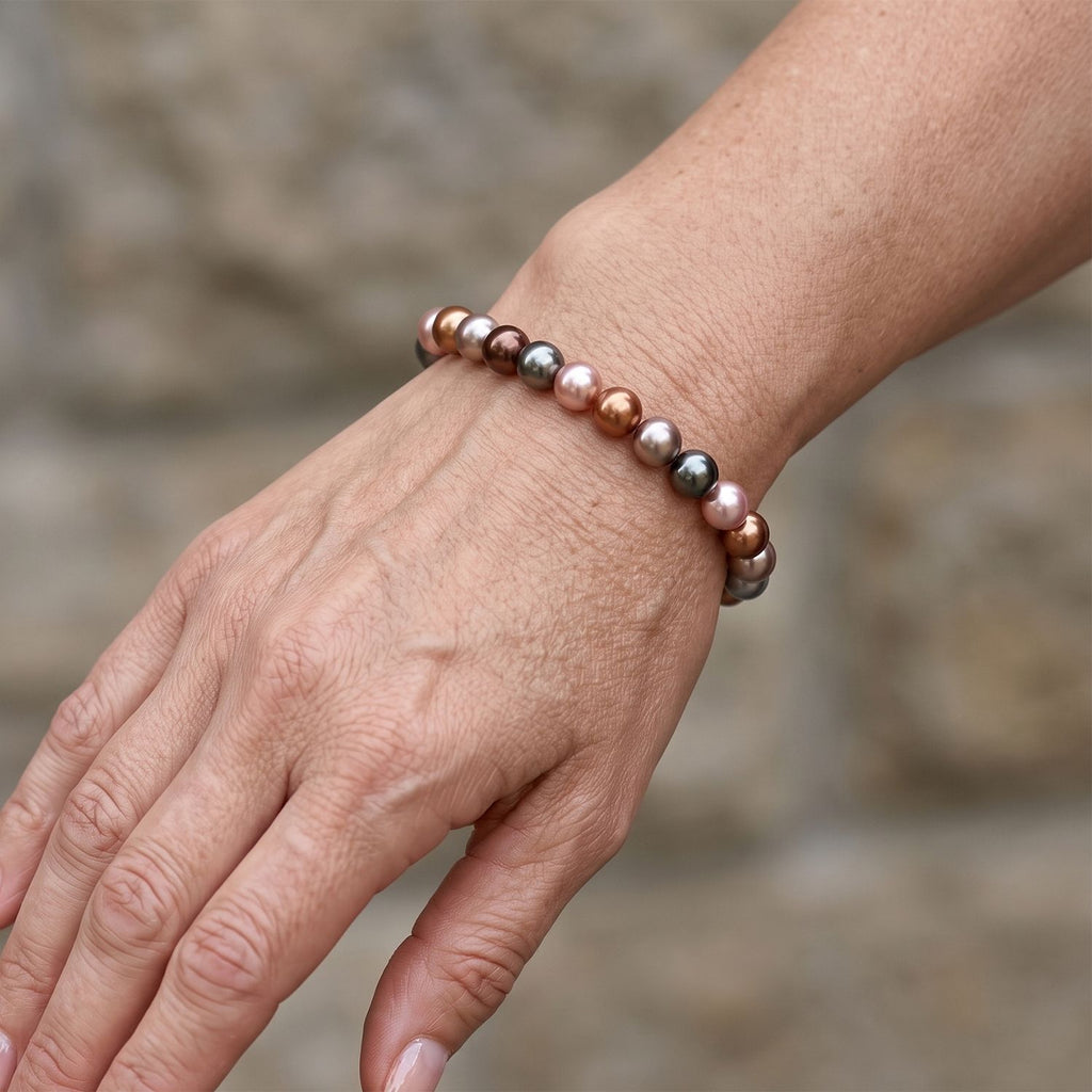 Mehrfarbige Muschelperlen Armband Flexibles cm