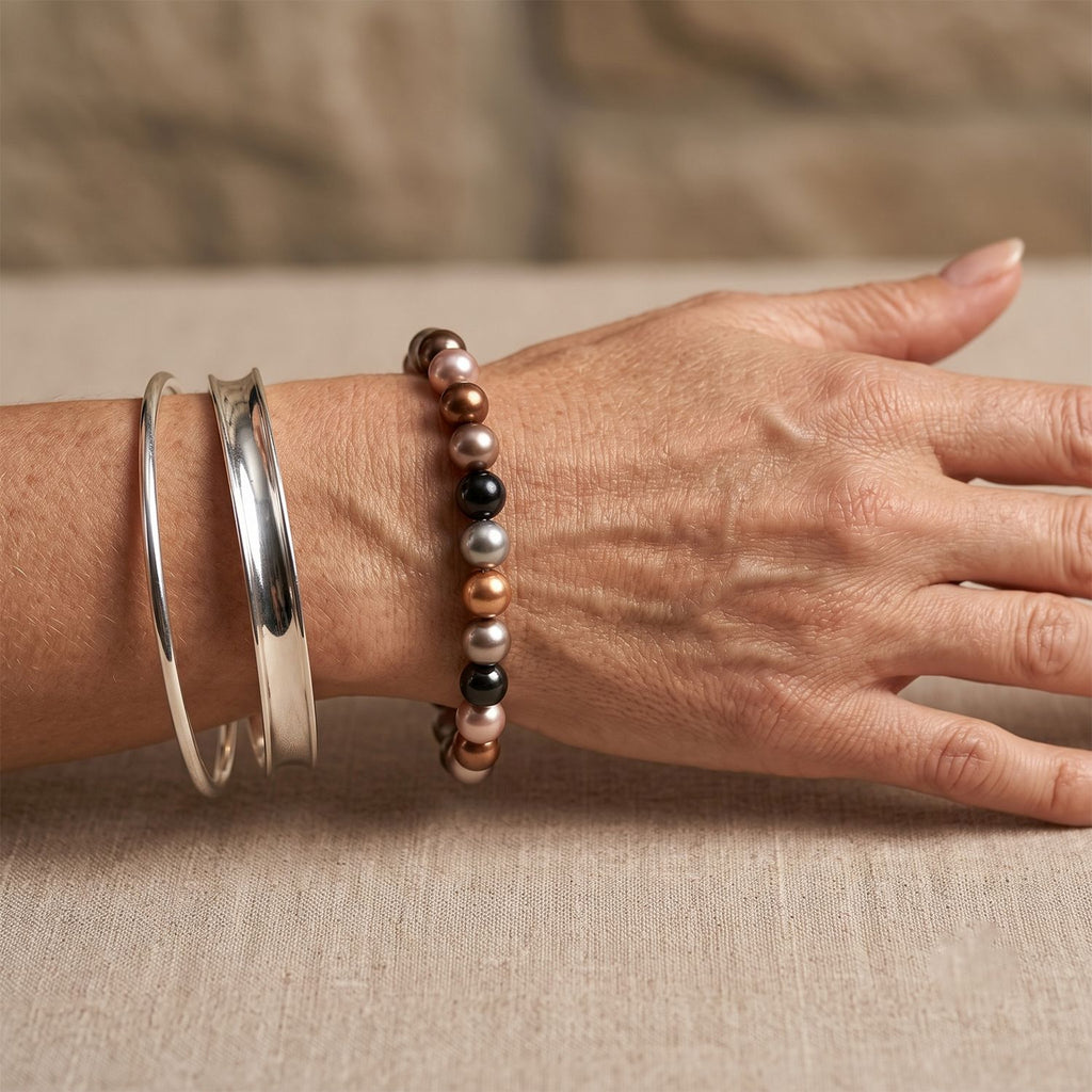 Mehrfarbige Muschelperlen Armband Flexibles cm