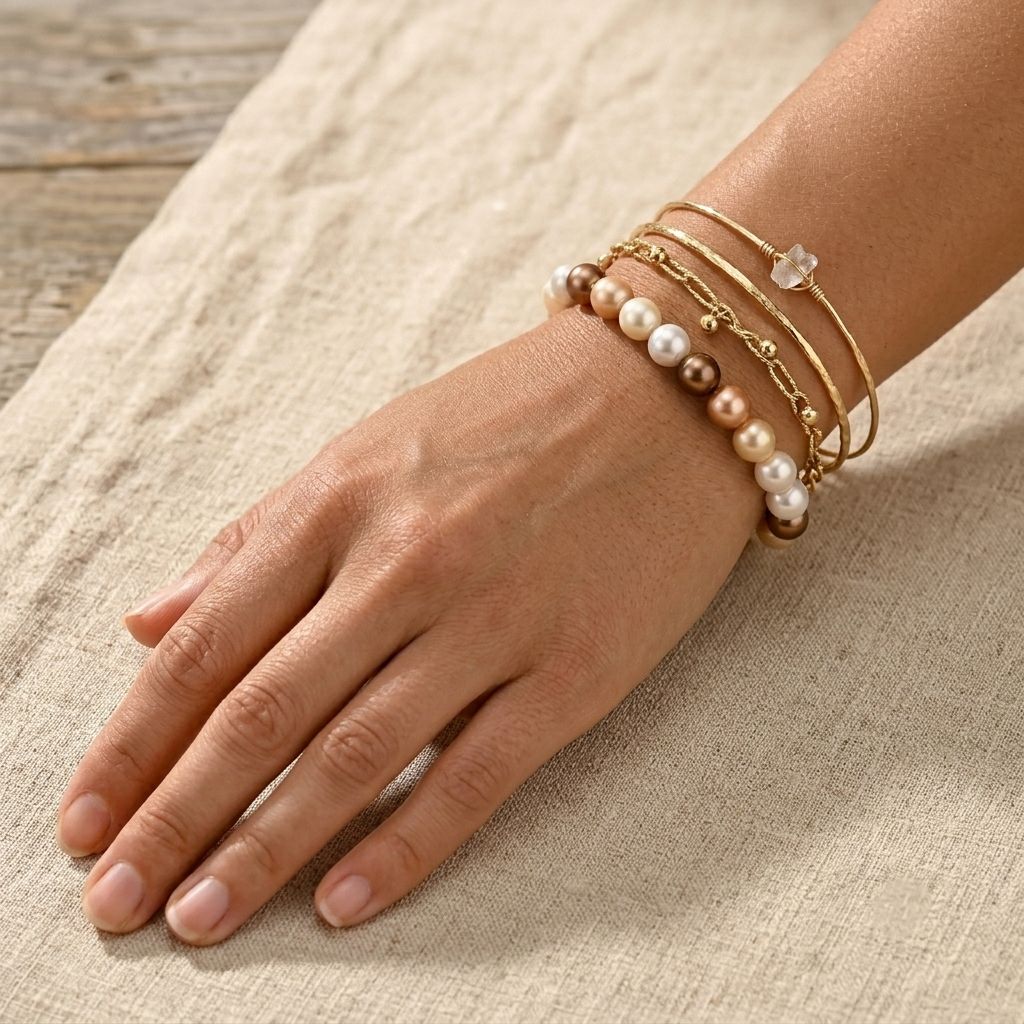 Mehrfarbige Muschelperlen Armband Flexibles cm