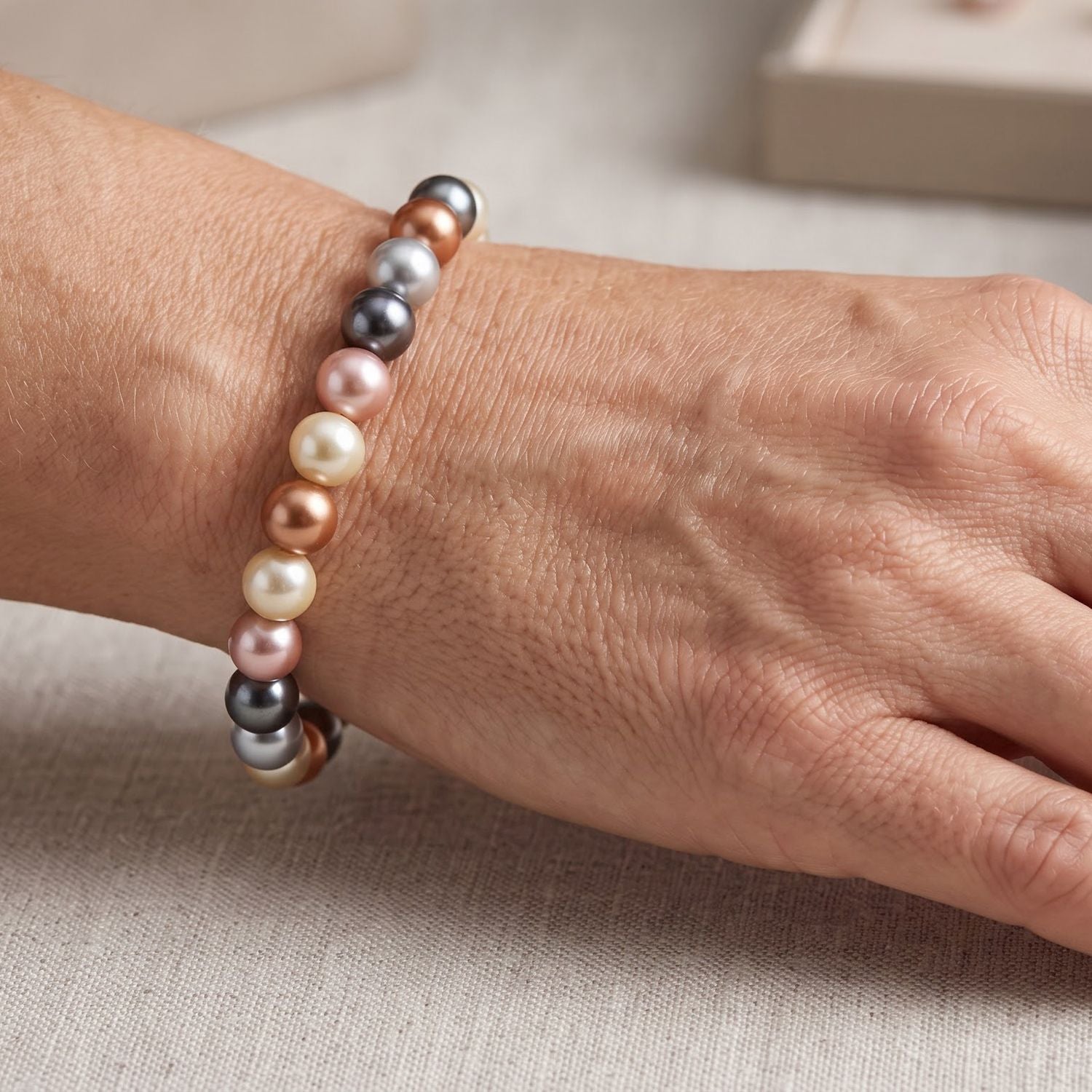 Mehrfarbige Muschelperlen Armband Flexibles cm