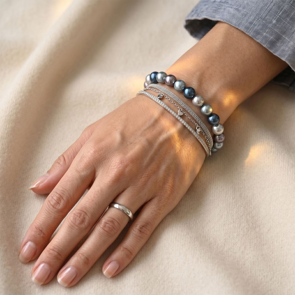 Mehrfarbige Muschelperlen Armband Flexibles cm