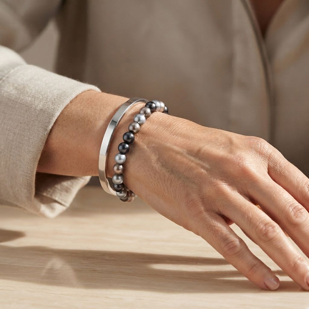 Mehrfarbige Muschelperlen Armband Flexibles cm