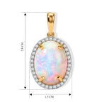 LUXURIANT DIAMOND - AAA Natürlicher, äthiopischer Welo Opal, Lab Grown Diamant Anhänger 925 Silber 750 Gelbgold vermeil ca. 7,12 ct.