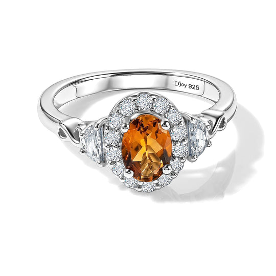 D'Joy AA Sonnenuntergangs-Turmalin, Moissanit Ring 925 Silber Rhodiniert (Größe 18.00) ca. 1,52 ct
