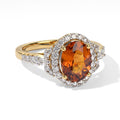 D'Joy AAA Honig Granat, Moissanit Ring 925 Silber 750 Gelbgold vermeil (Größe 18.00) ca. 2,70 ct