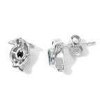 GP - AA Himmelblauer Topas, Kanchanaburi Blauer Saphir Ohrringe 925 Silber Platiniert ca. 0,68 ct.