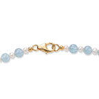 GP - Aquamarin, Süßwasser Perle (3.5-4mm) Halskette ca. 45 cm 925 Silber 750 Gelbgold vermeil