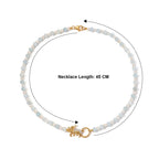 GP - Aquamarin, Süßwasser Perle (3.5-4mm) Halskette ca. 45 cm 925 Silber 750 Gelbgold vermeil