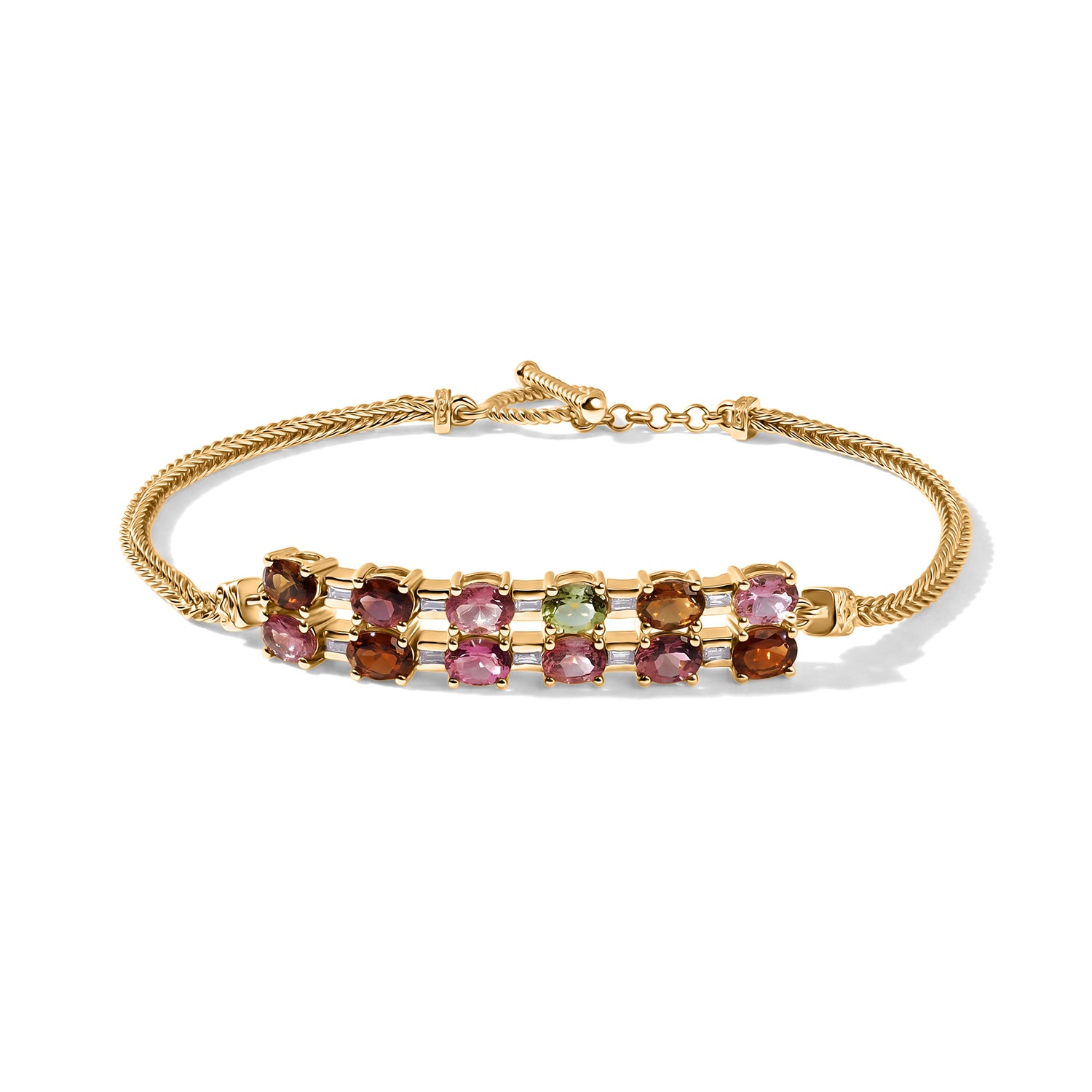 EVER TRUE AA Mehrfarbig-Turmalin, Moissanit Armband ca. 19 cm Reine Bronze ca. 4,34 ct.
