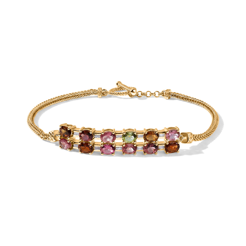 EVER TRUE AA Mehrfarbig-Turmalin, Moissanit Armband ca. 19 cm Reine Bronze ca. 4,34 ct.