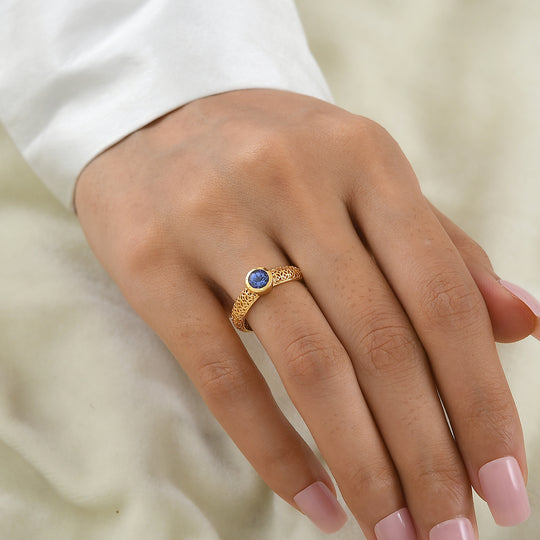 D'Joy AAA Tansanit Ring 925 Silber Rhodiniert (Größe 21.00) ca. 0,56 ct