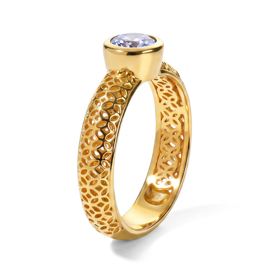 D'Joy AAA Tansanit Ring 925 Silber Rhodiniert (Größe 21.00) ca. 0,56 ct