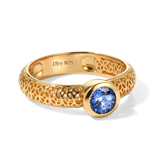 D'Joy AAA Tansanit Ring 925 Silber Rhodiniert (Größe 21.00) ca. 0,56 ct