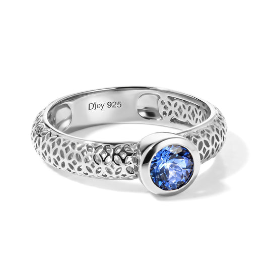 D'Joy AAA Tansanit Ring 925 Silber Rhodiniert (Größe 21.00) ca. 0,56 ct