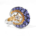 D'Joy AA Tansanit, gelber Saphir und Zirkon Ring, 925 Silber rhodiniert und 750 Gelbgold Vermeil - 2,43 ct.