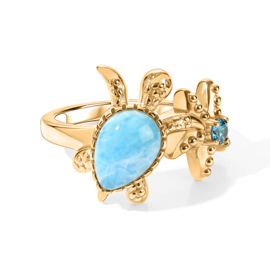 EVER TRUE AA Larimar, Neon Apatit Ring Reine Bronze (Größe 19.00) ca. 2,45 ct
